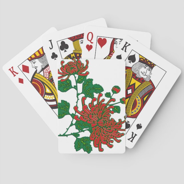 Chinese spider chrysanthemums  - deep red playing cards (Back)