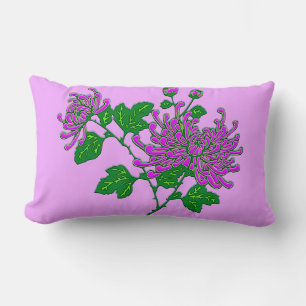 Chinese spider chrysanthemums - lavender lumbar pillow