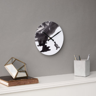 Chinese stucco art with duck round clock