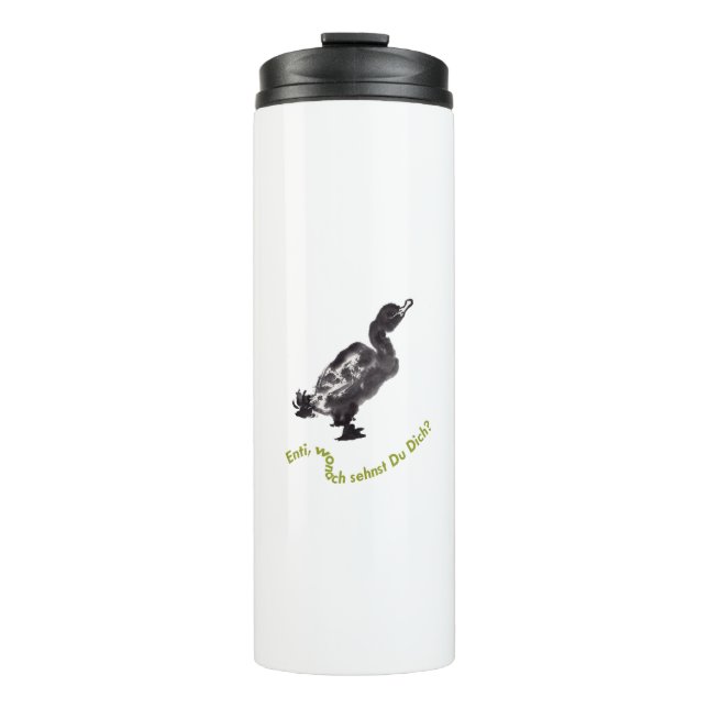 Chinese stucco art with duck thermal tumbler (Front)