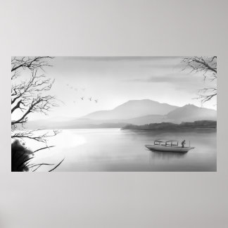 Chinese Style Retro Ink Painting Poster
