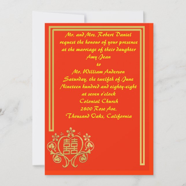 Chinese Style Wedding Invitation (Front)