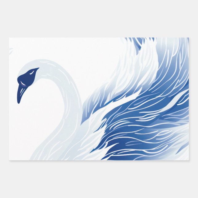 Chinese swan wings pattern Gift Bag Wrapping Paper Sheet (Front 3)