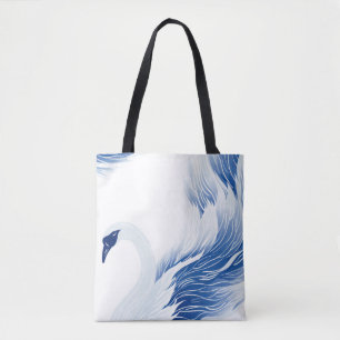 Chinese swan wings pattern tote bag