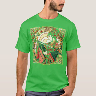 Chinese Sword Fighter Art Deco Mucha MashUp T-Shirt