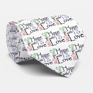 Chinese symbols for love, hope and faith tie