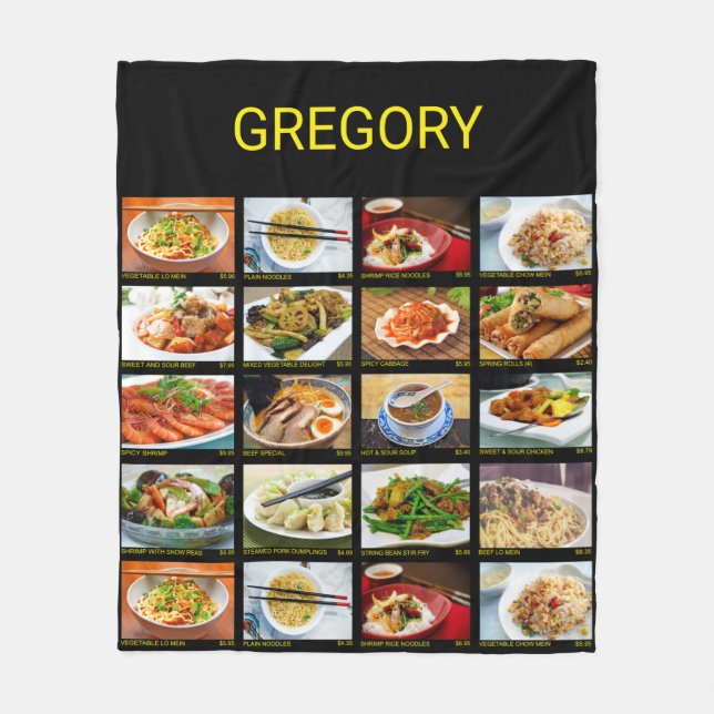 Chinese Takeout Restaurant Photo Menu Board  Fleece Blanket (Front)