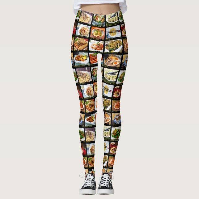 Chinese Takeout Restaurant Photo Menu Board  Leggings (Front)