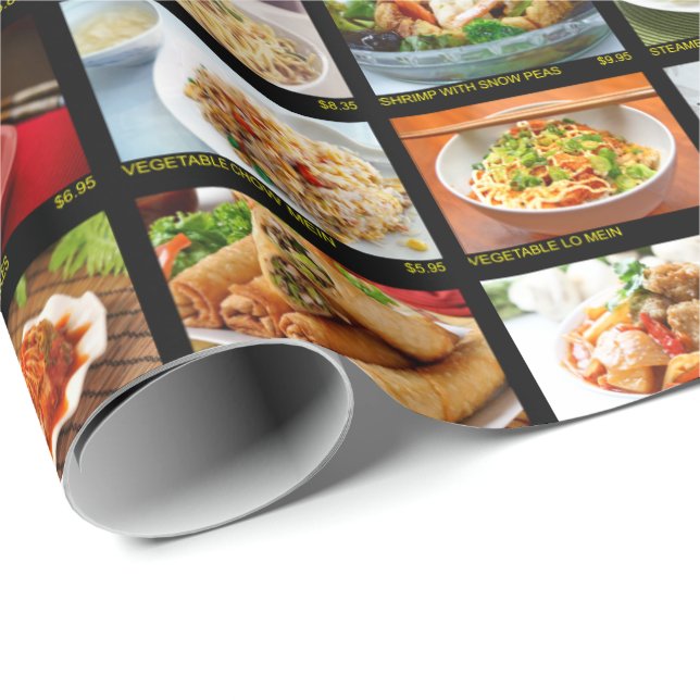 Chinese Takeout Restaurant Photo Menu Board Wrapping Paper (Roll Corner)