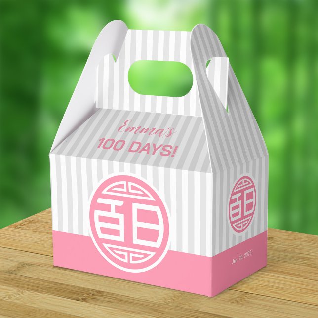 Chinese Traditional Baby 100 Days 百日 (Pink) Favor Box (Creator Uploaded)