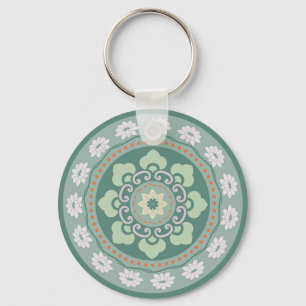 chinese traditional green rosette pattern keychain