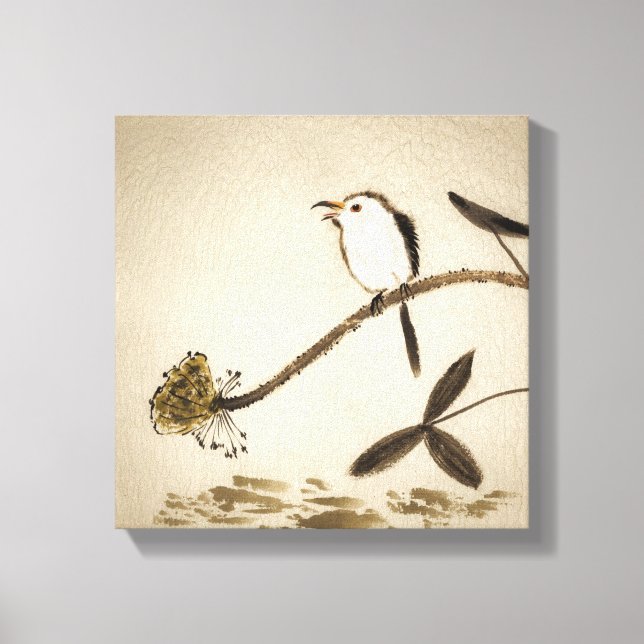 Chinese traditional ink painting with birds canvas print (Front)