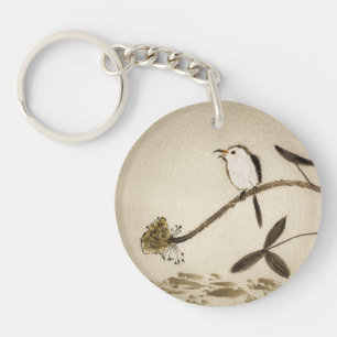 Chinese traditional ink painting with birds keychain