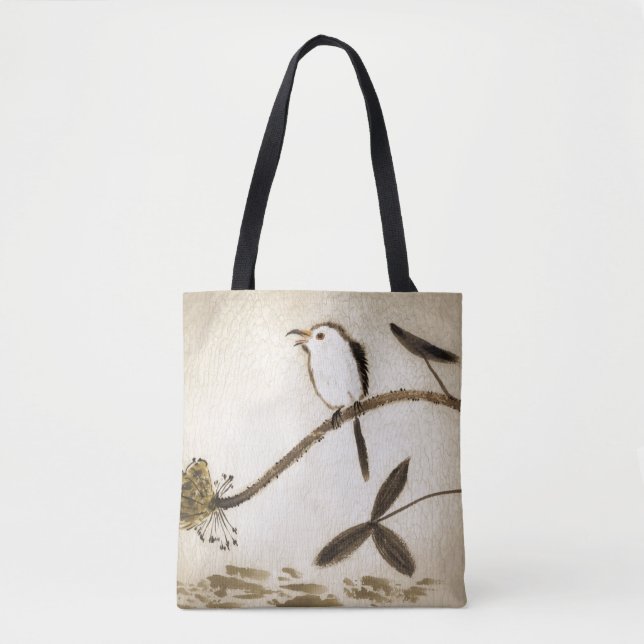 Chinese traditional ink painting with birds tote bag (Front)