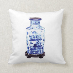 CHINESE VASE ON WHITE PILLOW