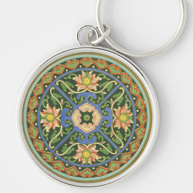 Chinese Vintage Pattern Cloisonne Keychain (Front)