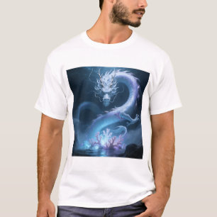 Chinese Water Dragon Art Fantasy Design With Coral T-Shirt