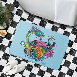 Chinese Water Dragon Koi Fish Bath Mat