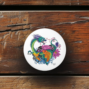 Chinese Water Dragon Koi Fish Ceramic Knob