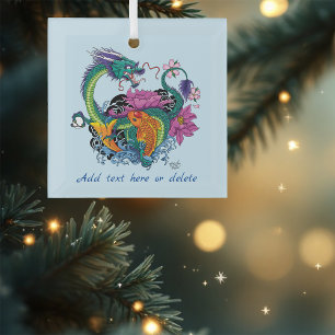 Chinese Water Dragon Koi Fish  Glass Ornament