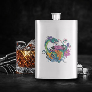Chinese Water Dragon Koi Fish Hip Flask