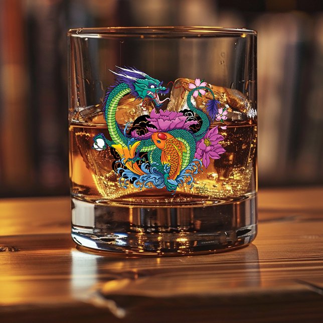 Chinese Water Dragon Koi Fish Whiskey Glass (Creator Uploaded)