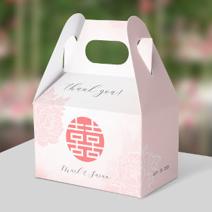 Chinese Watercolor Peonies Wedding Favor Box