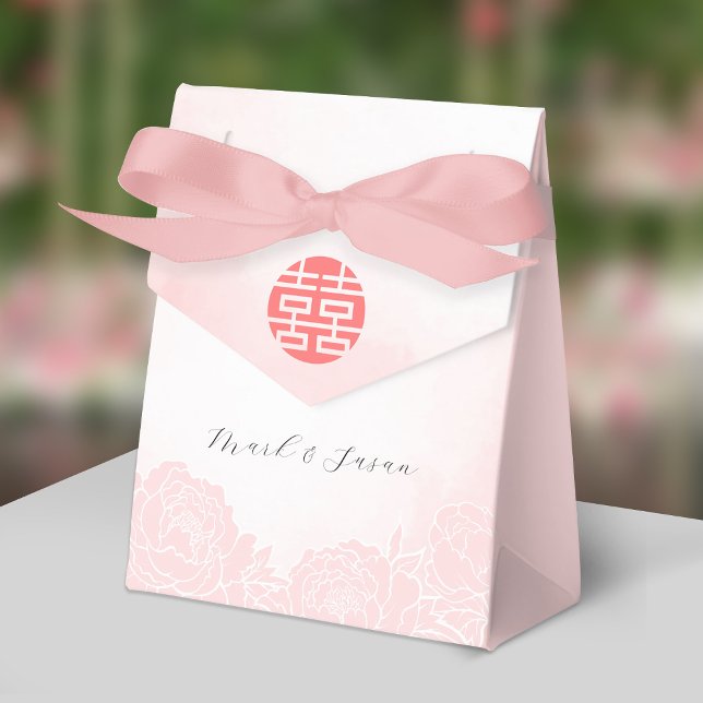 Chinese Watercolor Peonies Wedding Favour Box (Creator Uploaded)