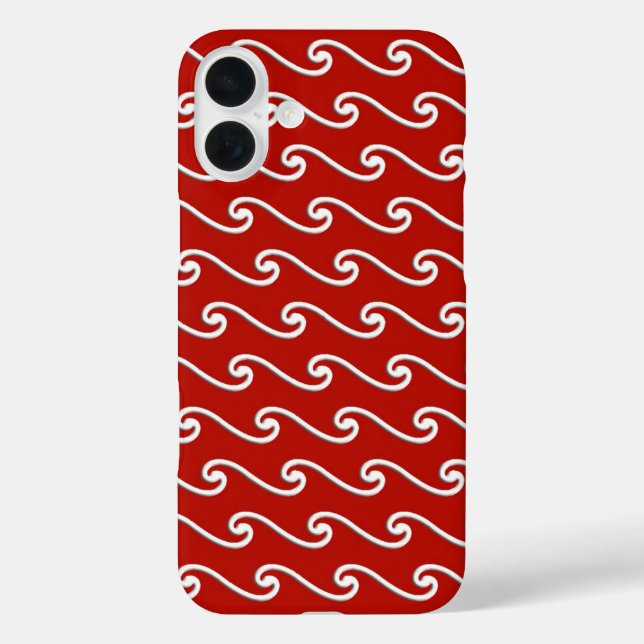 Chinese wave pattern - white on deep red Case-Mate iPhone case (Back)