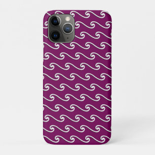 Chinese wave pattern - white on eggplant purple iPhone 11 pro case