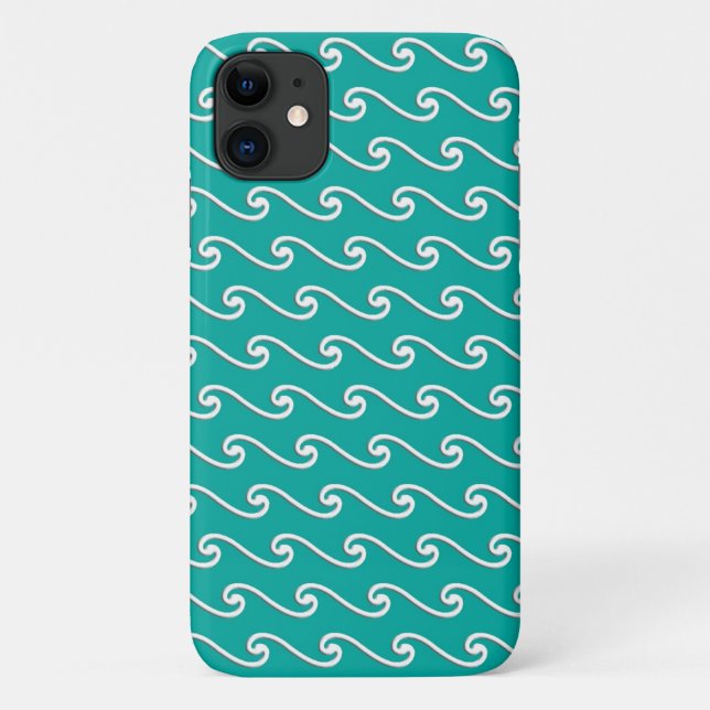 Chinese wave pattern - white on peacock blue Case-Mate iPhone case (Back)