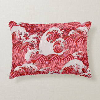 Chinese Waves: Decorative Seamless Style. Accent Pillow