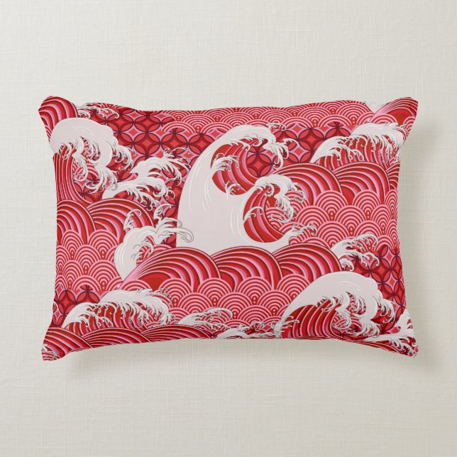 Chinese Waves: Decorative Seamless Style. Accent Pillow (Front)