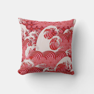 Chinese Waves: Decorative Seamless Style. Throw Pillow