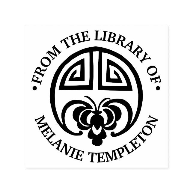 Chinese Wealth Luck Bat “From the library of” Name Self-inking Stamp (Design)