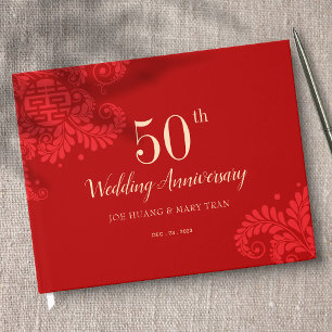 Chinese Wedding Anniversary Guest Book (RED)