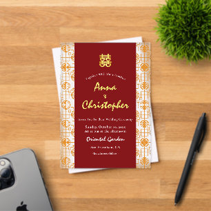 Chinese wedding auspicious bilingual peranakan acrylic invitations