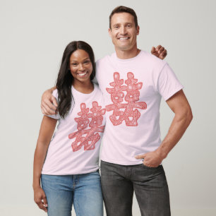 Chinese Wedding Double Happiness Floral Paper Cut T-Shirt