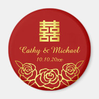 Chinese wedding floral rose papercut red and gold