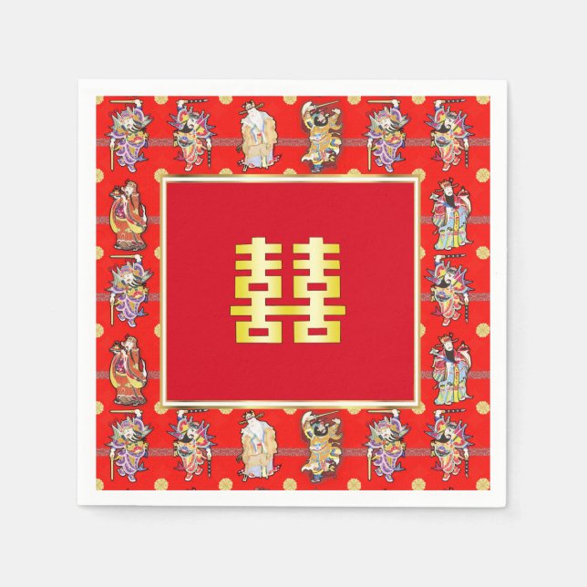 chinese wedding good luck serviettes napkins (Front)