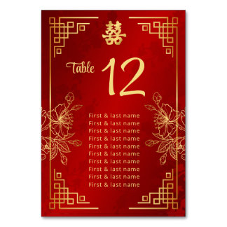 Chinese Wedding Guest Names Table Number