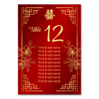 Chinese Wedding Guest Names Table Number