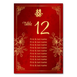 Chinese Wedding Guest Names Table Number