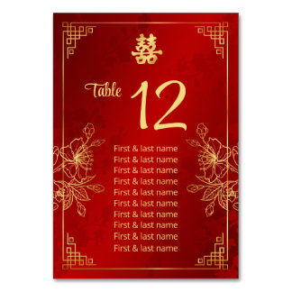 Chinese Wedding Guest Names Table Number