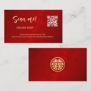 Chinese Wedding QR Code RSVP Online Enclosure Card