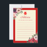 Chinese wedding red garden floral double happiness advice card<br><div class="desc">Realize your dream wedding with an oriental touch! You can customize the design by adding your names and wedding date etc. You are also welcome to reach out to me for any special design which is uniquely for you. Double happiness symbol and red decorations are the must have items for...</div>