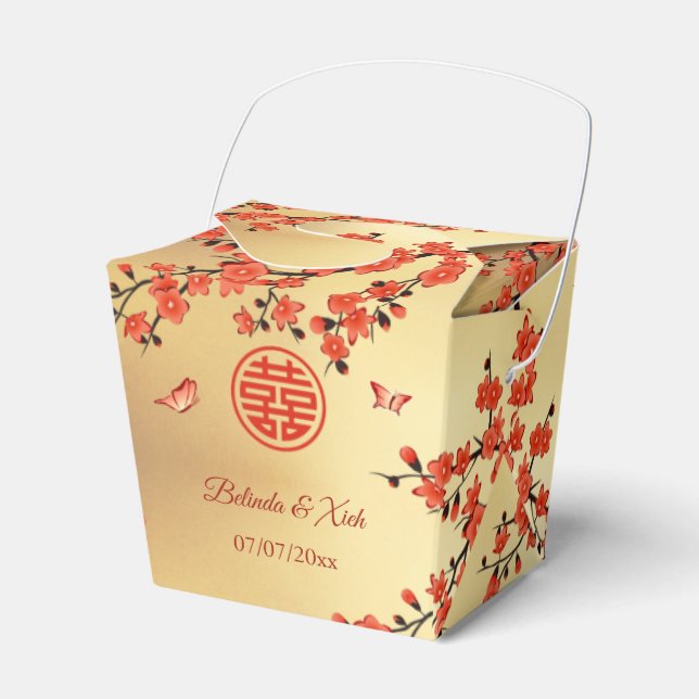 Chinese Wedding Red  Gold Thank You  Favor Box (Front Side)