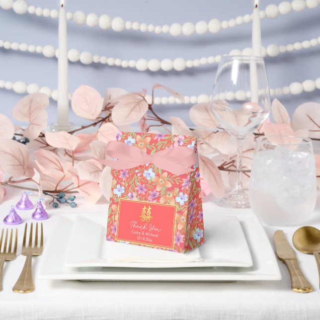 Chinese wedding red Pastel flower pattern Favor Box (Wedding)