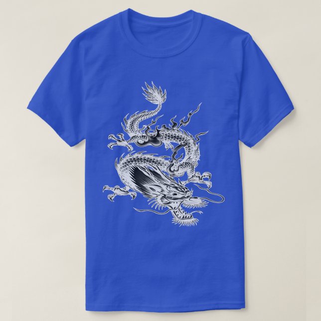 Chinese White Dragon Mythical Creature T-Shirt (Design Front)