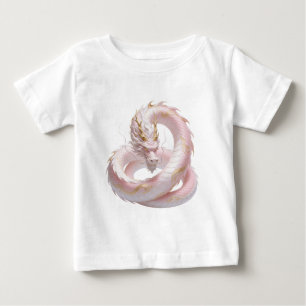 Chinese White Gold Dragon Art Fantasy Design With Baby T-Shirt